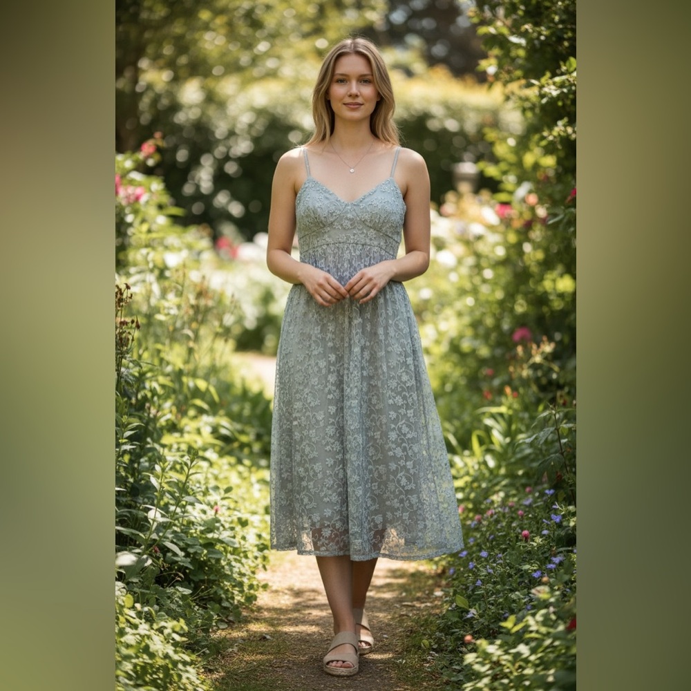 Anthropologie BHLDN Sage Green Maxi Dress Gown Wedding Special Occasion Prom NWT